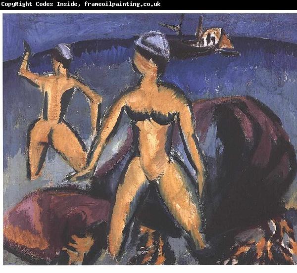 Ernst Ludwig Kirchner Two women at the sea